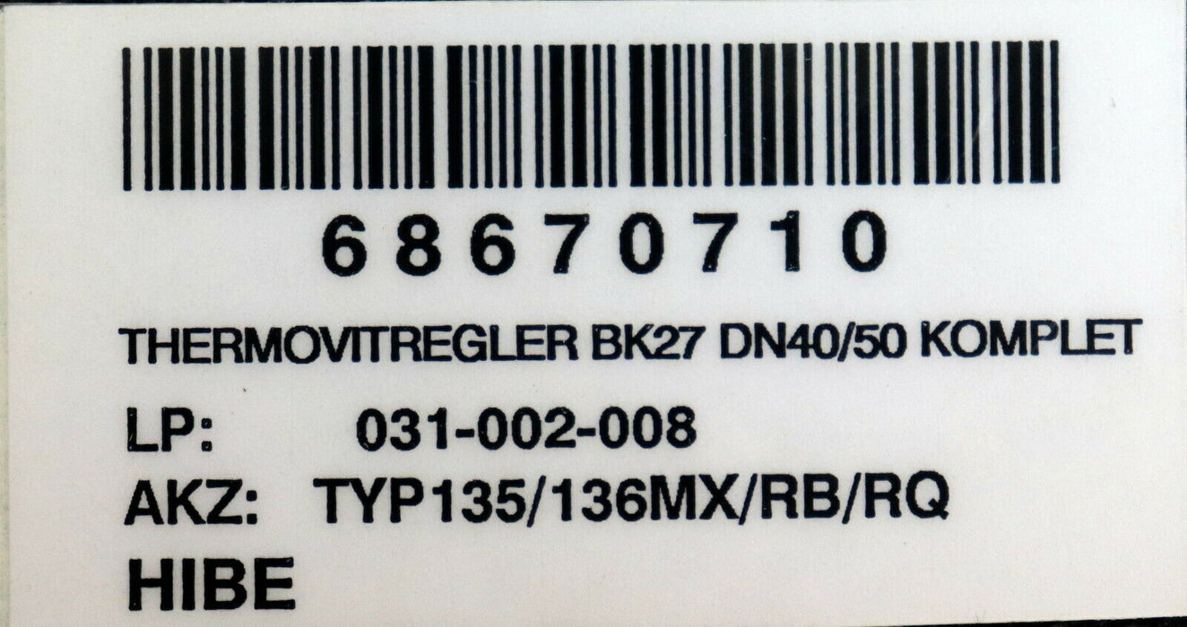 GESTRA Thermovit-Regler BK27 DN40/50 komplett Sach-Nr. 099292 Typ RB / 135