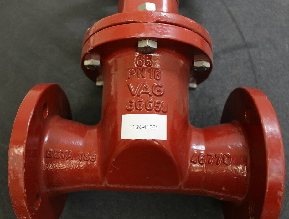 VAG 1 Plattenschieber Absperrventil BETA 136 DN65 PN10 mit Handrad Grauguss