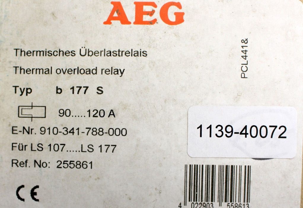 AEG Thermisches Überstromrelais b 177 S 90-120A für LS107-177 Ref.No. 255861