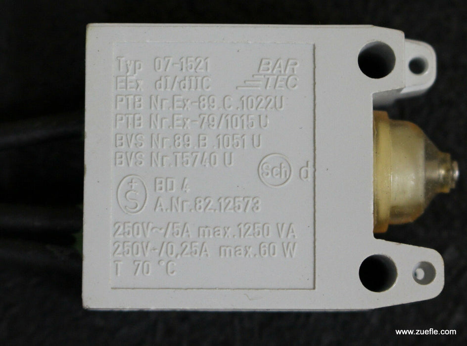 BARTEC Endlagenschalter 07-1521 EEX-geprüft 250VAC 5A max. 1250VA 250VDC 0,25A m