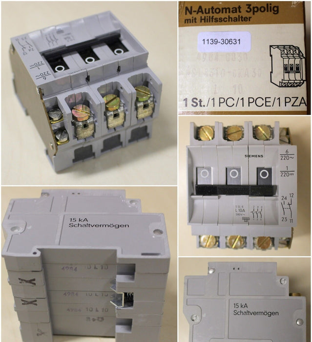 SIEMENS N-Automat 3polig 5SL8 - L10A - 380V~ - 15kA Schaltvermögen
