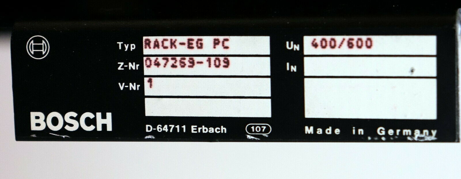 BOSCH RACK-EG PC 047269-109 UN=600/400V + Platine 1070038993-303 ohne Lüfter