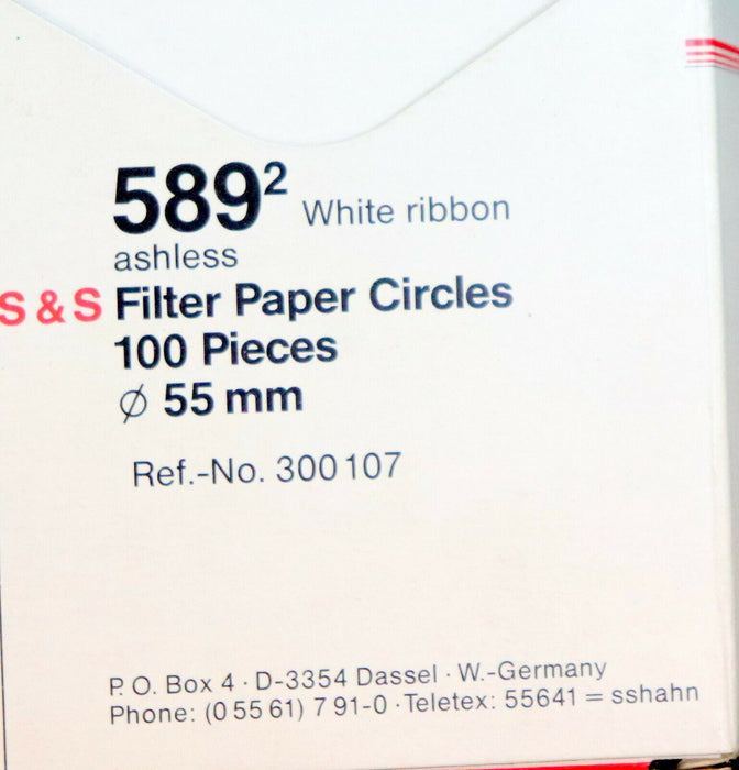 SCHLEICHER & SCHUELL 100Stk Rundfilter 589/2 Weißband aschefrei Ø 55m Nr. 300107