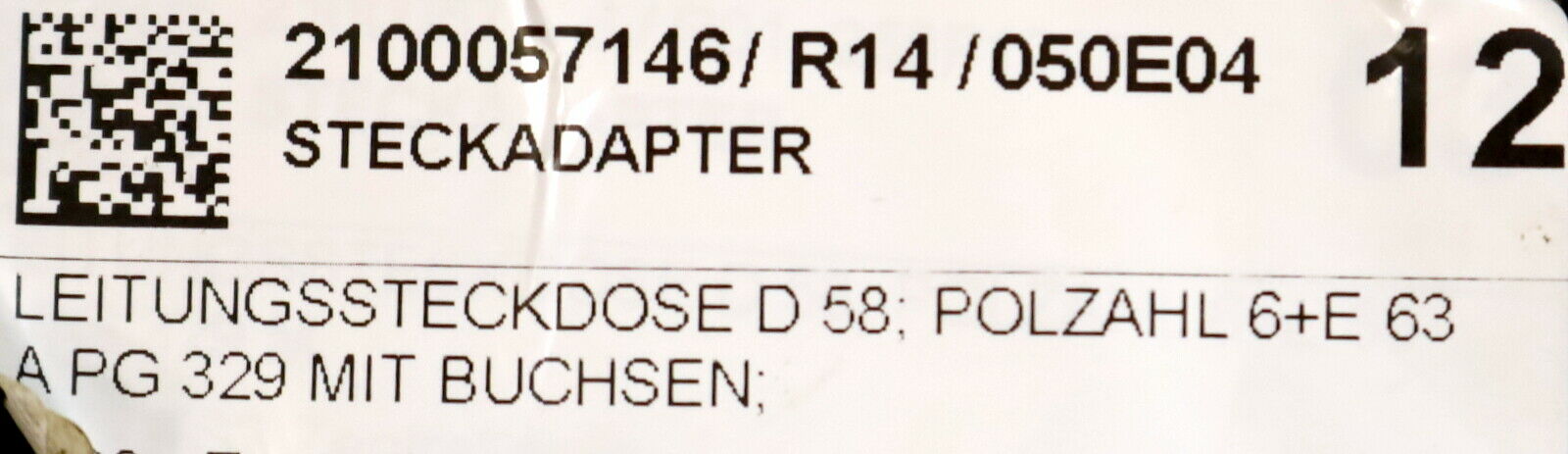 JOHANN LEIDEL Leitungssteckdose D 58 Polzahl 6 + E 63A female PG29 mit Buchsen