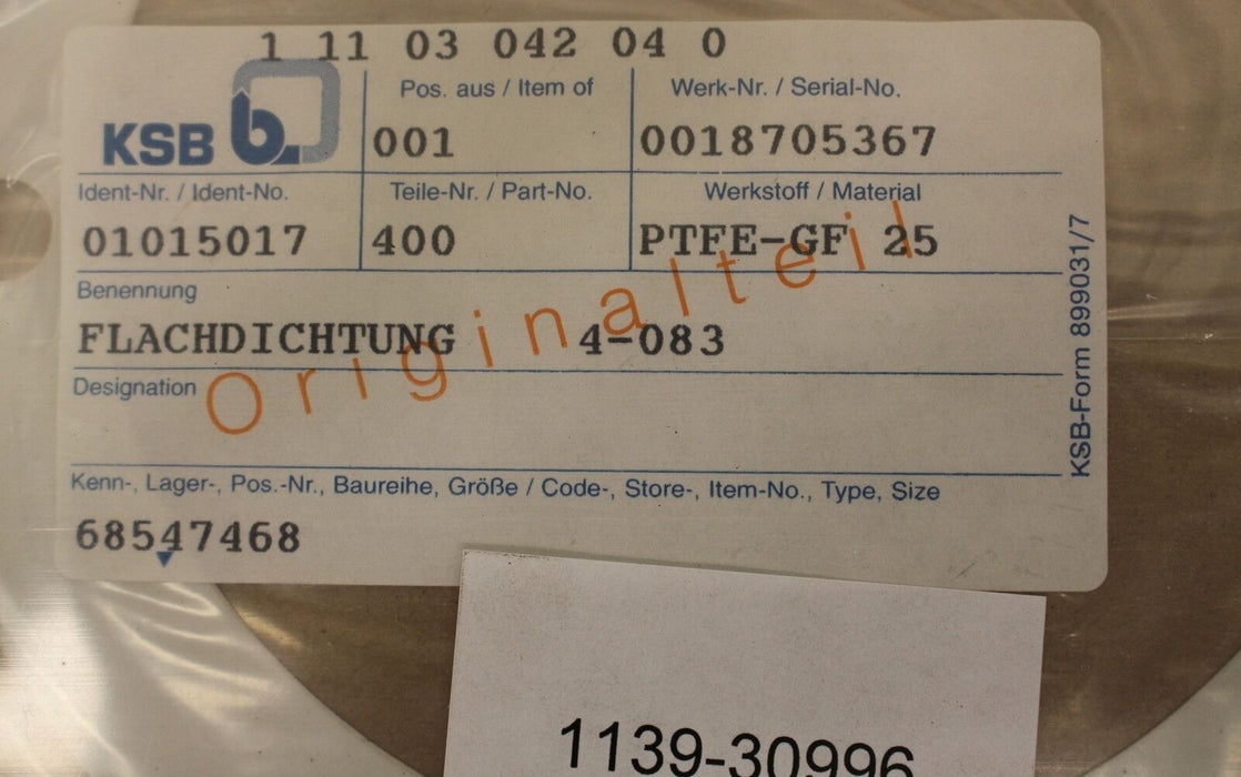 KSB Dichtung 4-083-PTFE-GF25 Teil 78A für Pumpe CTN-CX 100-32 ID-Nr. 01015017