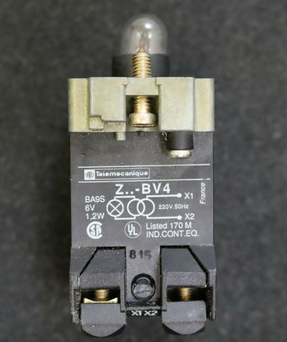 TELEMECANIQUE 3x Lampenhalter mit Lampe BA9S ZB2-BV6 6V 1,2W 220VAC 50Hz + Trafo