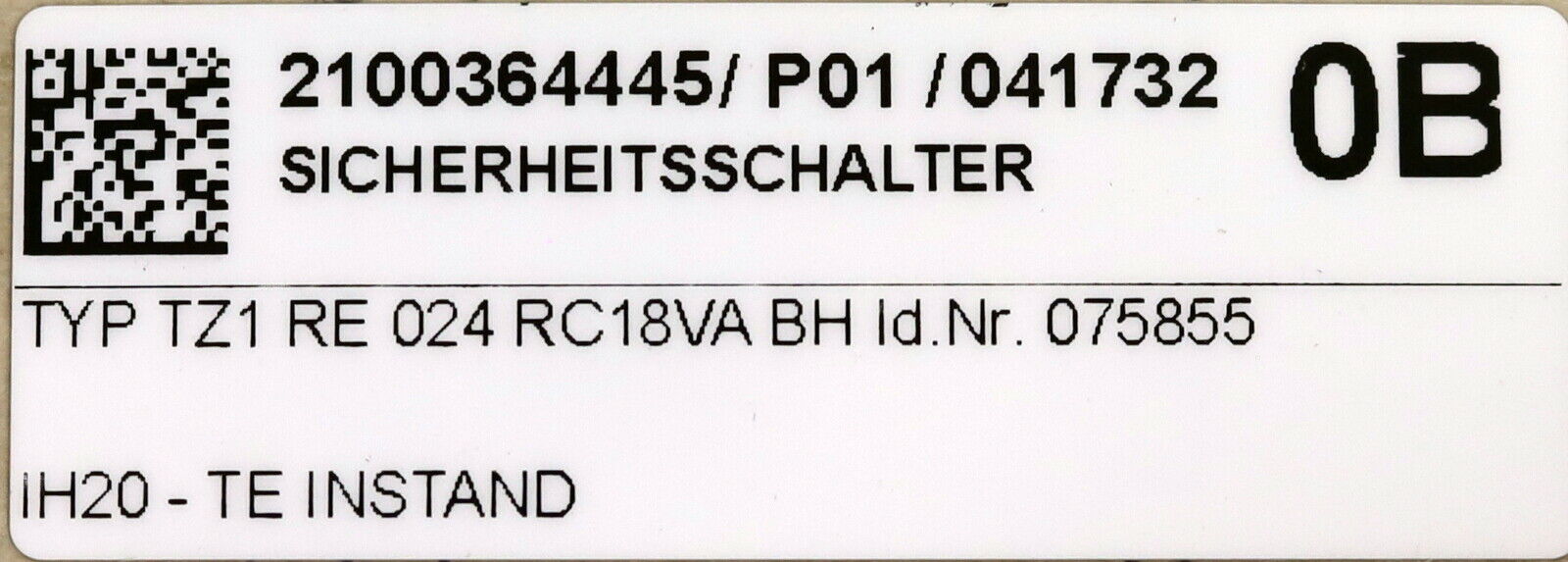 EUCHNER Schutzgitterschalter TZ1RE024RC18VABH-075855 Art.Nr. 075855 ! SEALED !