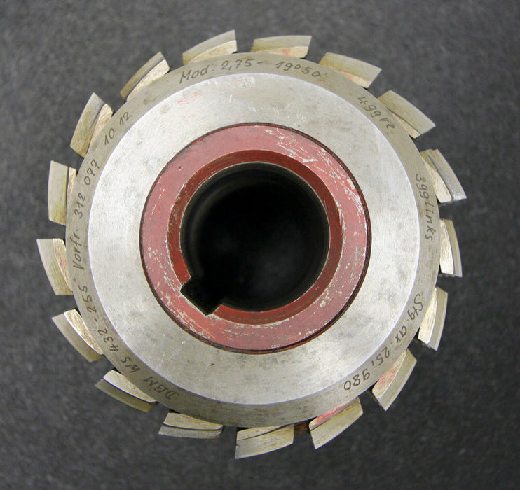 SAAZOR Stollenwälzfräser involute spline hob Vorfräser m= 2,75mm 19°50´ EGW LKN