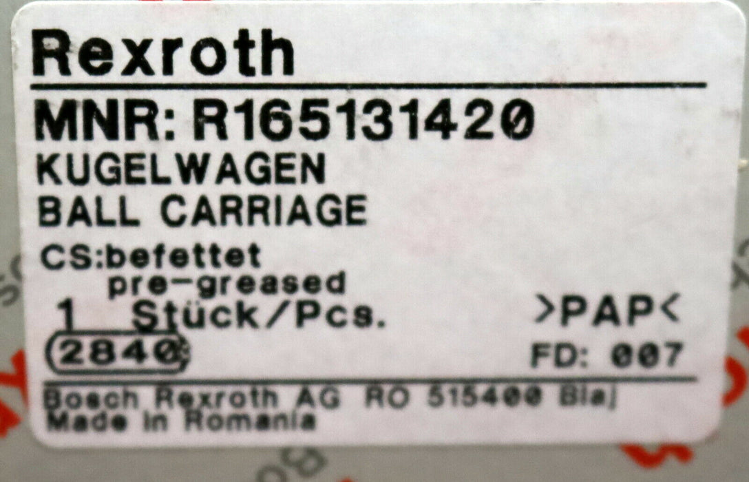 REXROTH Kugelwagen ball carriage R165131420 unbenutzt in OVP