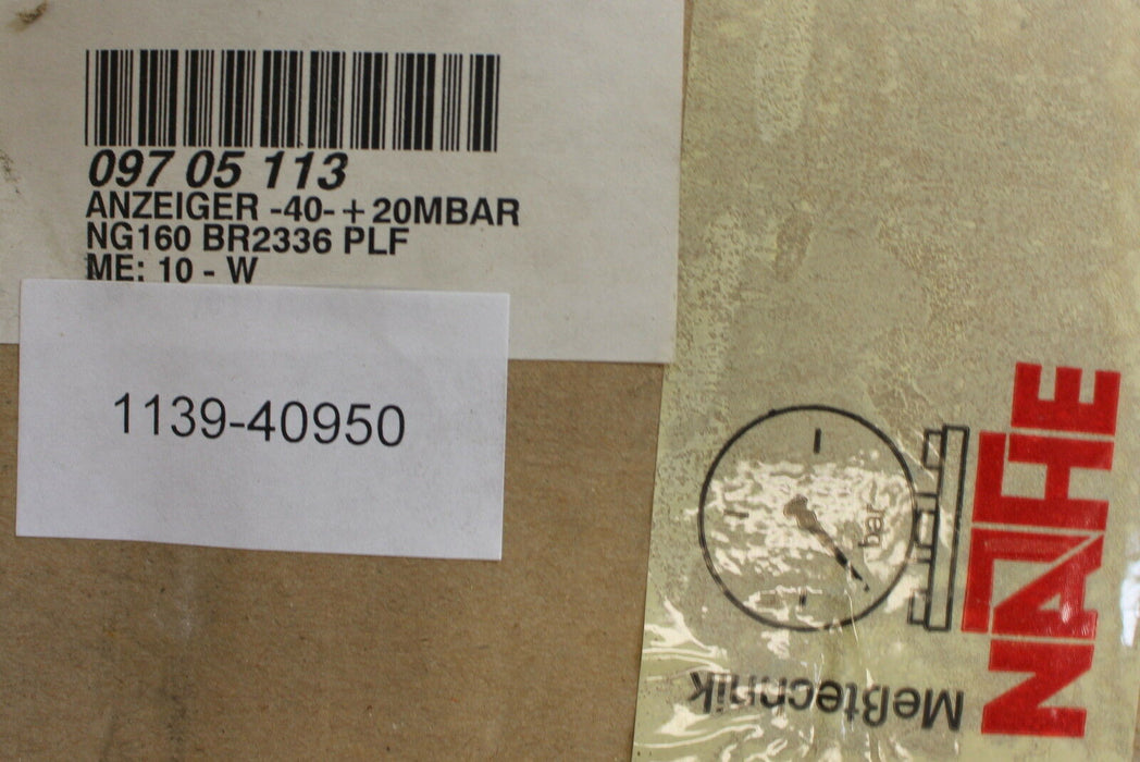 NATHE Plattenfeder-Manometer -40…+20mbar Kl.1,6 Edelstahl 1.4571 Anschluss G1/2