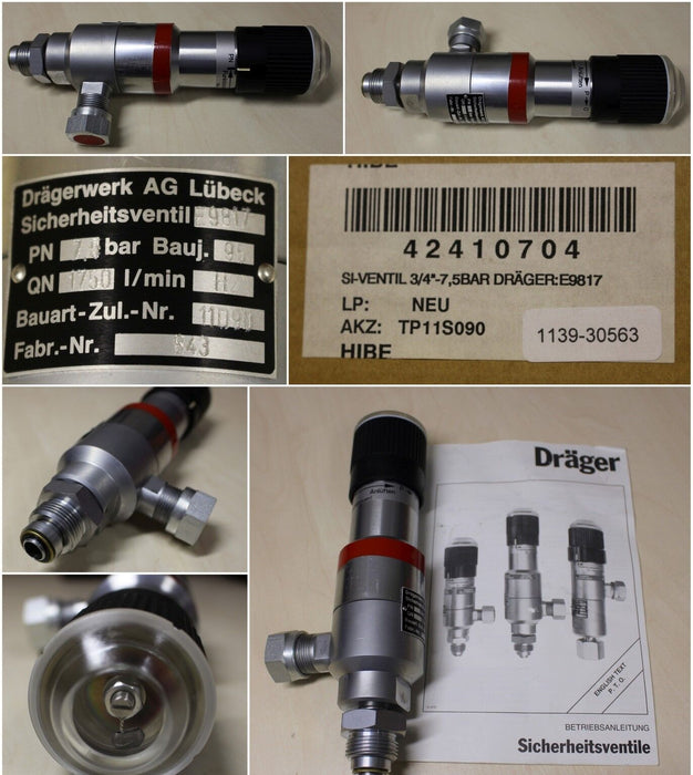 DRÄGER Sicherheitsventil E9817 3/4"-7,5bar - Qn=1750l/min - Medium H2 - ABN