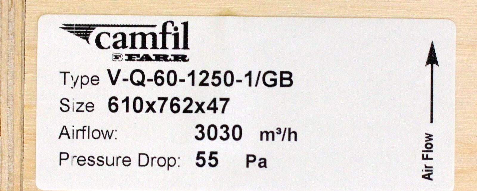 CAMFIL FARR Vorfilter Artikelnr. 23225210-01 V-Q-60-1250-1/GB 610x762x47mm neu