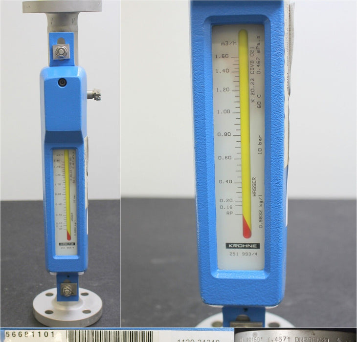 KROHNE Schwebekörper-Durchflussmesser H54/RR/M3/K1 - 0-1,6m³ Wasser - DN25 PN40