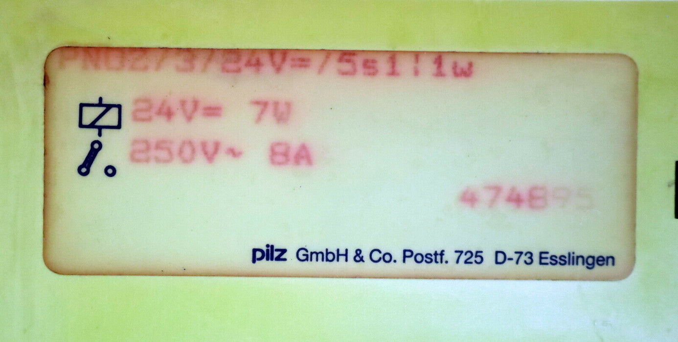 PILZ Sicherheitsrelais PNOZ/3/24V=/5s1ö1w Art.Nr. 474895 24VDC 7W 250VAC 8A