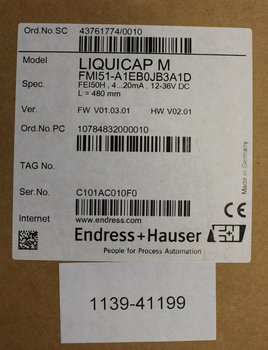 ENDRESS+HAUSER Kapazitiver Füllstandsmesser 480mm LIQUICAP M FMI51-A1EB0JB3A1D