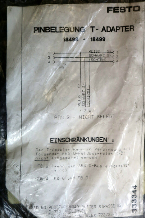 FESTO T-adapter FB-TA Mat-Nr. 18498 + 18499 mit Anleitung - unbenutzt