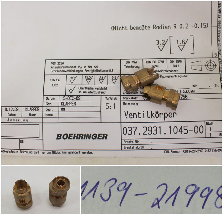 BOEHRINGER Ventilkörper WM208286 - Z-NR. 037.2931.1045-00 - 2 Stk.