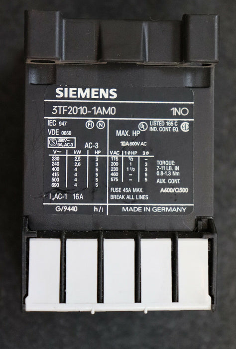 SIEMENS Schütz 3TF2010-1AM0 1NO 220VAC 50Hz 264VAC 60Hz