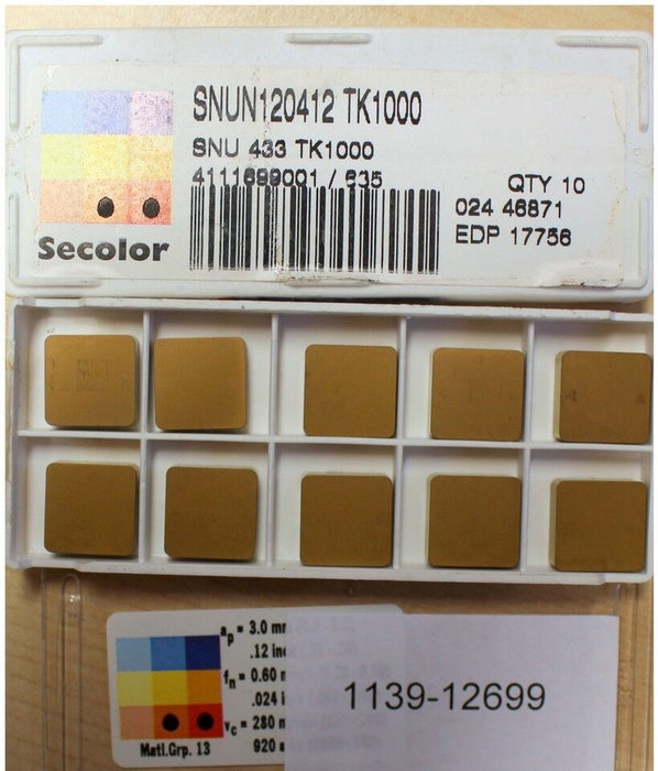 SECO SNUN120412 TK1000 - 10 Stück in der Schachtel - Neu
