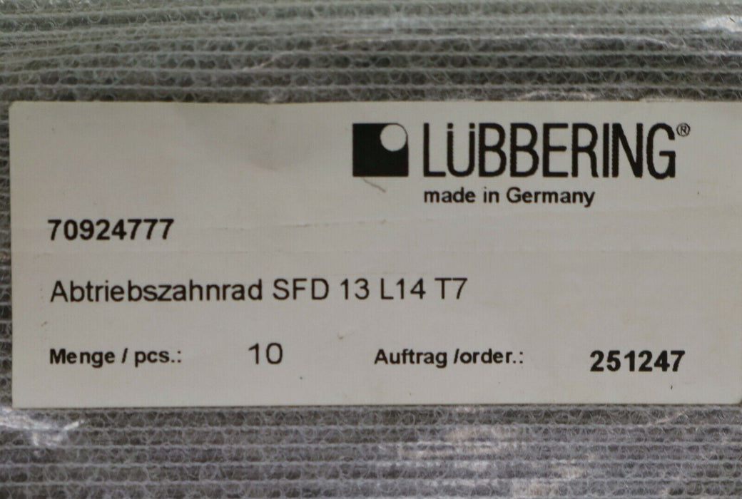 LÜBBERING 10x Abtriebszahnrad 1/2" SFD 13 L14 T7 Art.Nr. 70924777 unbenutzt