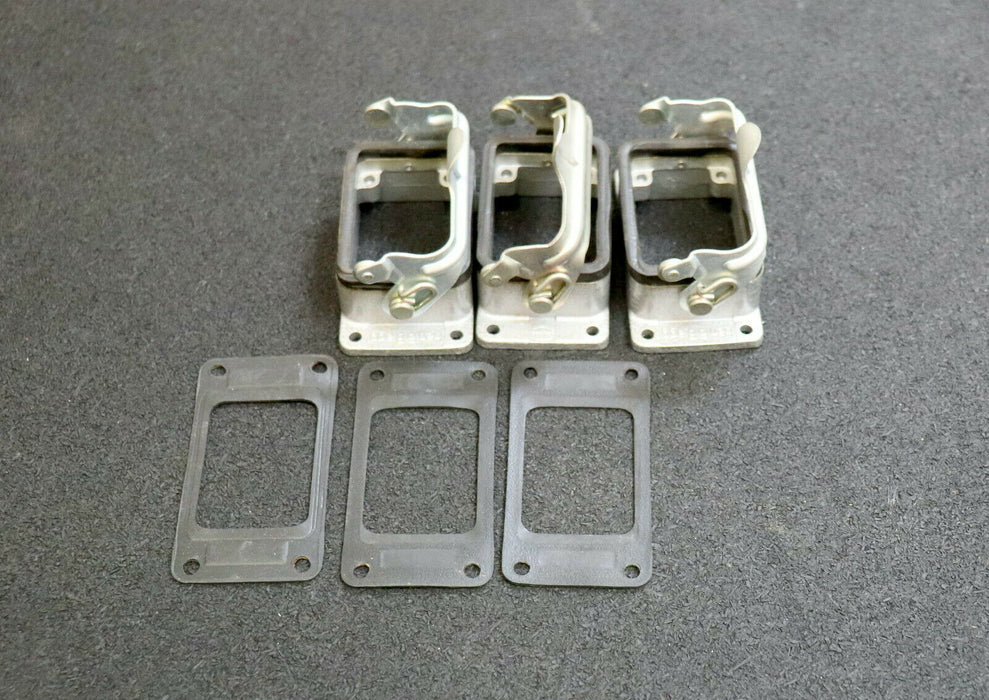 HARTING 3 Stück Anbaugehäuse 6B aus Metall mit 1 Metallbügel - gebraucht