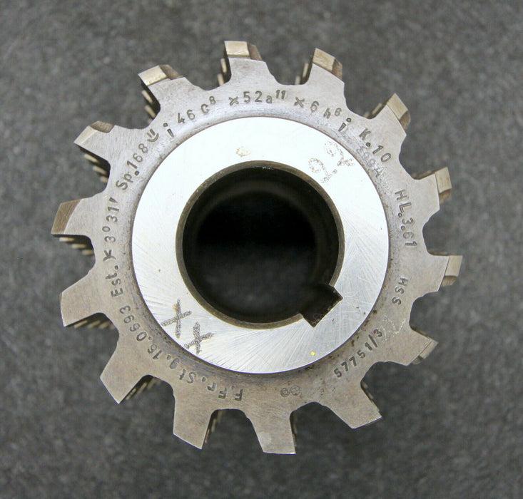 GPS Keilwellenwälzfräser spline hob 10 Keile 46x52x6 mit Höcker Ø90x80xØ32mm