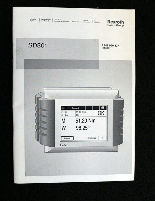 BOSCH REXROTH Display Touchscreen mit Halterung SD301 Typ 0 608 830 194 24VDC
