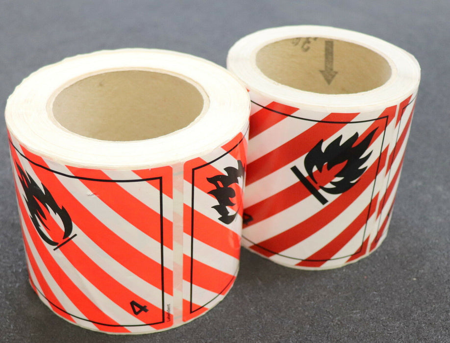 LABELident.com + HH 800 Stück Gefahrgutaufkleber 4 Endzündbare Stoffe 100x100mm