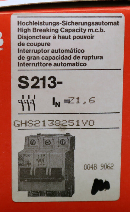 ABB STOTZ Hochleistungs-Sicherungsautomat S213-Z1,6A In = 1,6A GHS2138251VO