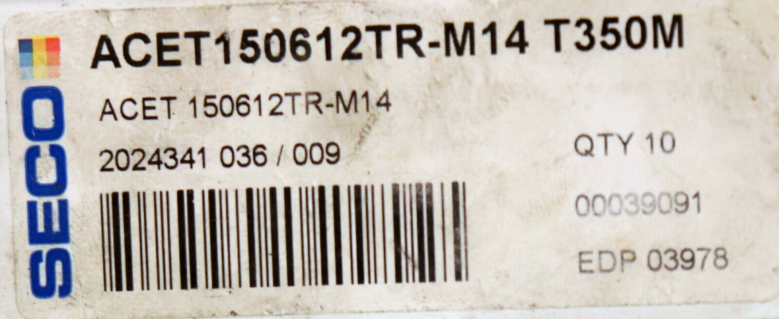 SECO 6 Stück Wendeplatten ACET150612TR-M14 T350M QTY10