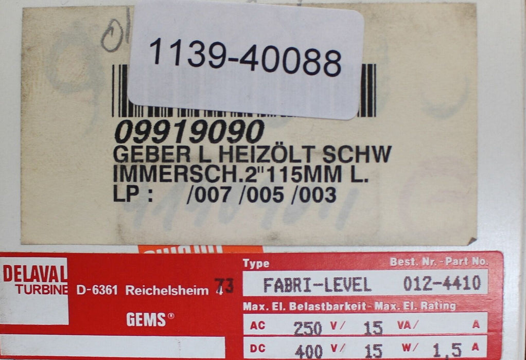 DELAVAL TURBINE Fabri-Level 012-4410 Geber L für Heizöltank Schwer