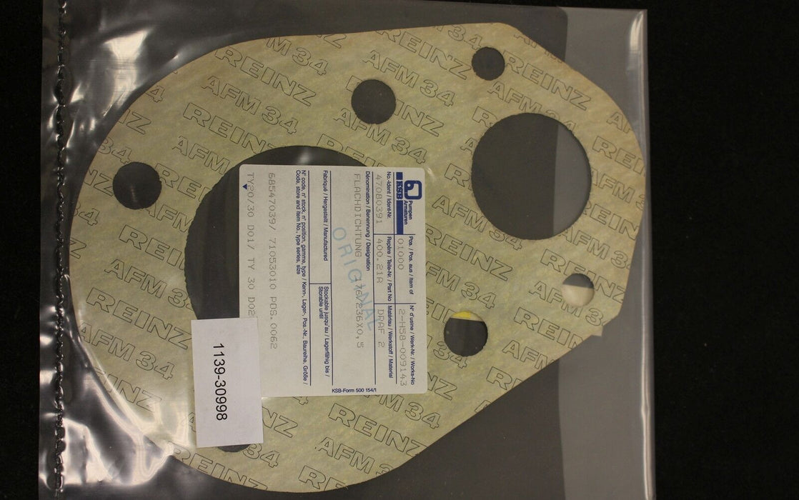KSB Flachdichtung 176x236x0,5-DPAF2 für Pumpe CTN-CMX 50-20 Teil 400.21A/74A