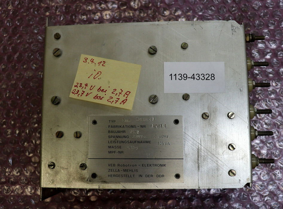 VEB ROBOTRON Stromversorgungsmodul STM K0316.03 2x24V / 1,4A/ 01 - 105VA