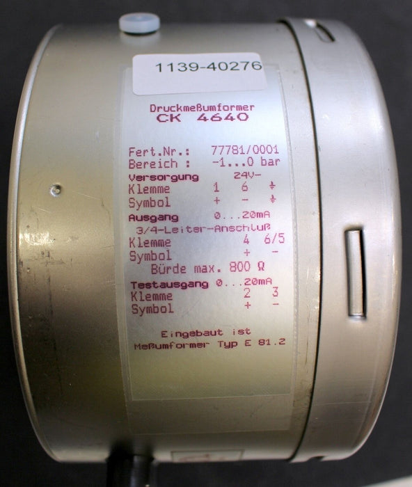 VDO Druckmessumformer CK 4640 -1...0bar Kl. 1,0 Anschluss 1/2“ Durchmesser 160mm