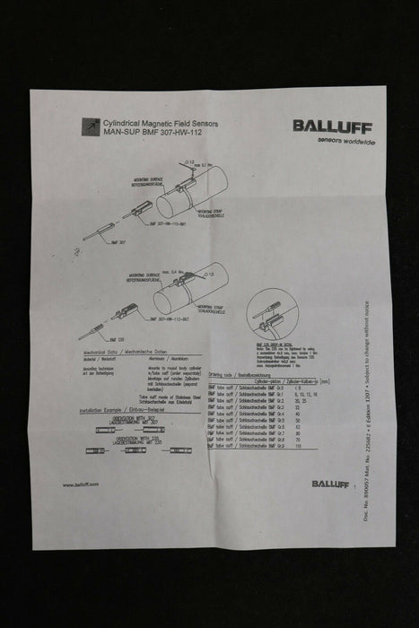 BALLUFF 2 Stück Magnetfeld-Sensor BAM01Y9 BMF307-HW-112 - unbenutzt