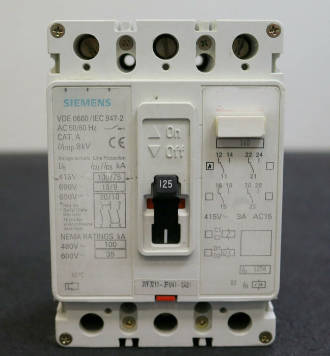 SIEMENS Leistungsschalter In=125A 3VF3211-3FU41-0AB1 100kA Uimp = 8kV 50/60Hz