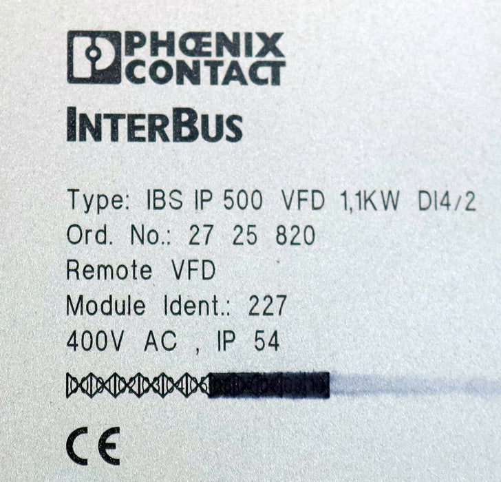 PHOENIX CONTACT Frequenzumformer IN/OUT IBS VFD 1,1KW DI4/2 No. 2725820 E: 05