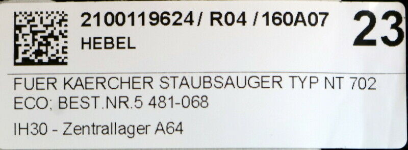 KÄRCHER HEBEL für Staubsauger NT 702 ECO Best-Nr. 5.481-068 unbenutzt