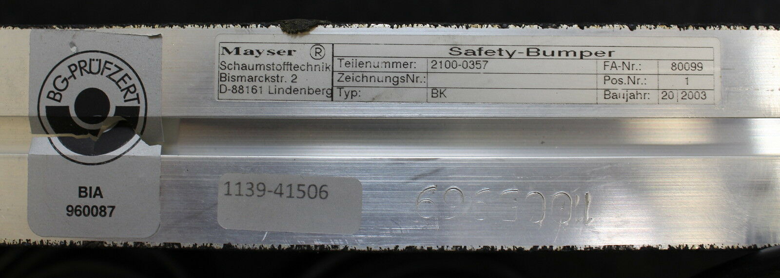 MAYSER Safety-Bumper 2100-0357 Typ BK Abmessungen 50x10x4cm