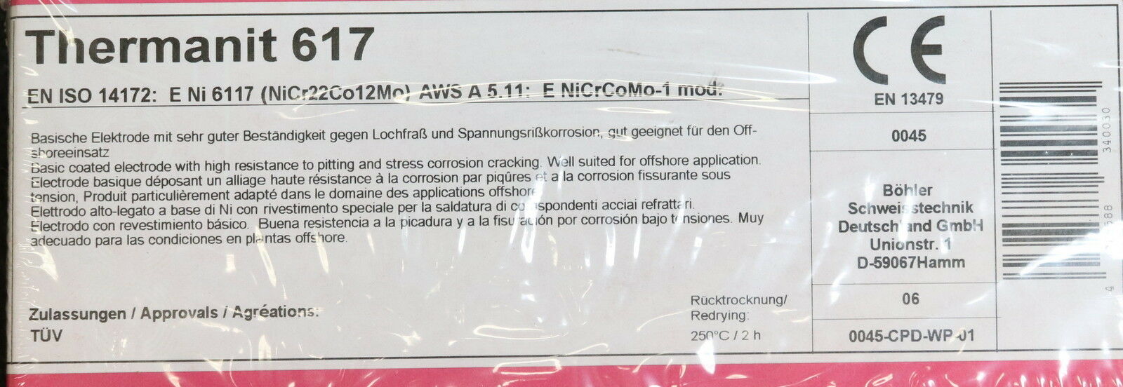 BÖHLER 1 Pack Stabelektroden Inhalt ca. 240 Elektroden Thermanit 617 40-55A