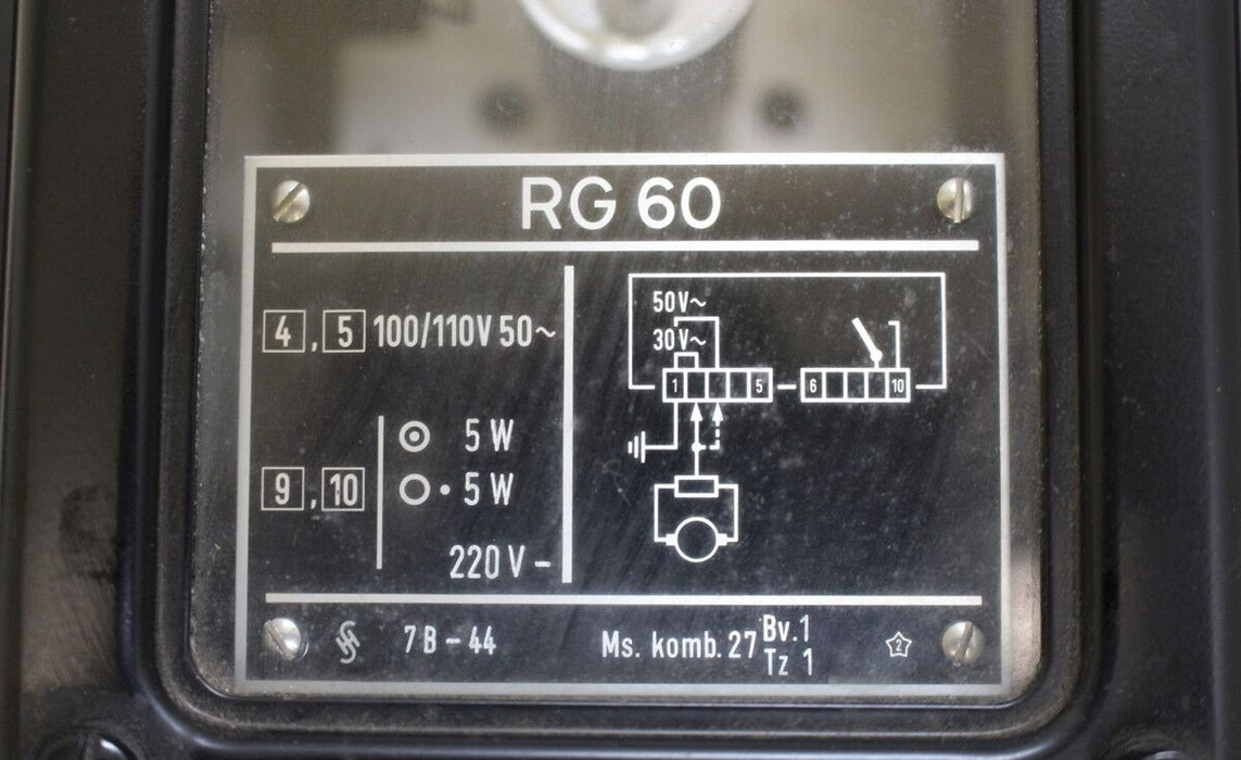 SIEMENS Läufer-Erdschlußrelais RG60 - 110VAC - EG11-10 für Erdschlüsse