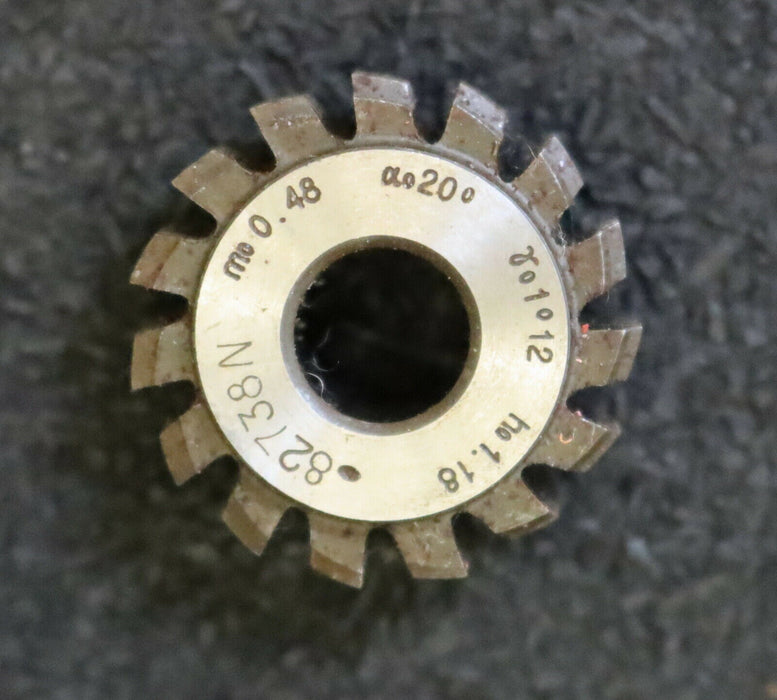 MIKRON Vollstahl-Wälzfräser No. 82738 m= 0,48 ho= 1,18 Abmessungen Ø24x10xØ8mm