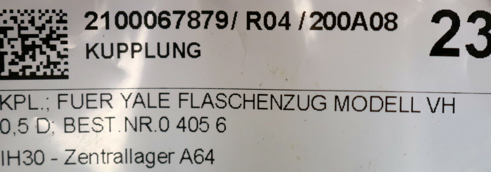 YALE Drehgelenk gerade 1/4" Kupplung für YALE Flaschenzug Modell VH 0,5 D