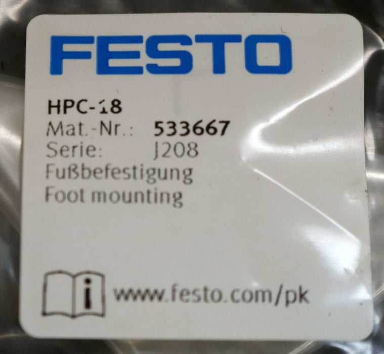 FESTO 2x Fußbefestigung 2x Foot mounting HPC-18 Art.Nr. 533667 unbenutzt in OVP