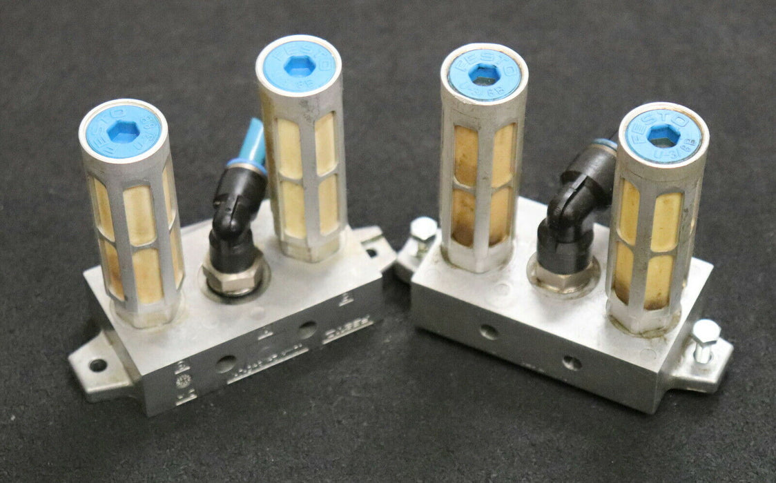 FESTO 2x Ventilgrundplatten+ Schaldämpfer  VDMA 24345-D-1  U-3/8B - gebraucht
