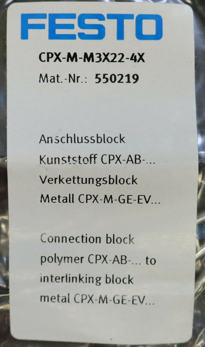 FESTO Schrauben screws CPX-M-M3X22-4X Art.Nr. 550219 unbenutzt