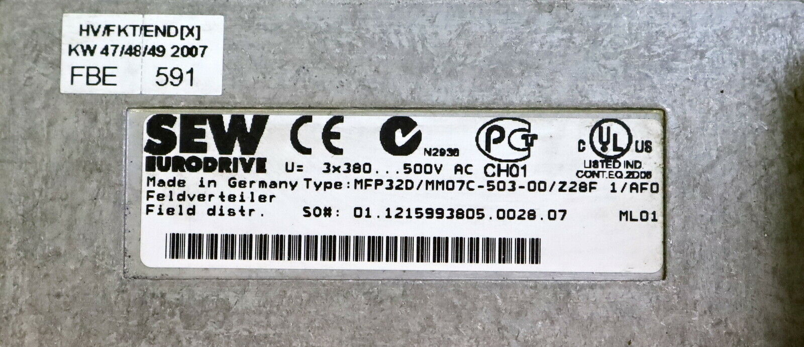 SEW Feldverteiler MFP32D/MM07C-503-00/Z28F 1/AF0 + Frequenzumrichter 08241171