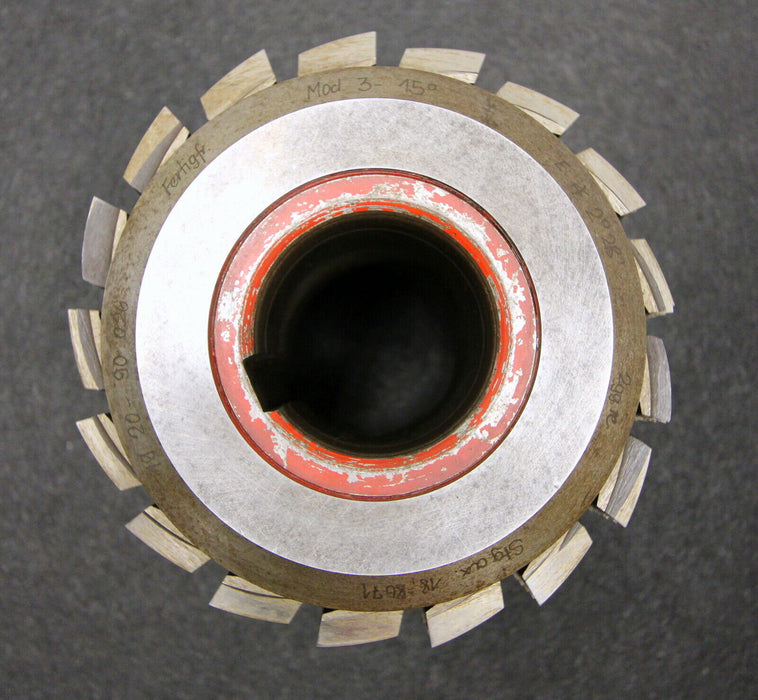 SAAZOR Stollenwälzfräser involute spline hob Fertigfräser m= 3mm 15° EGW 2gg. R