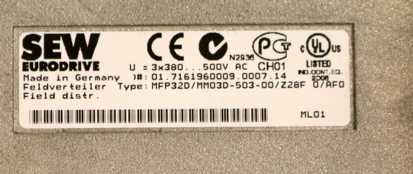 SEW Feldverteiler MFP32D/MM03D-503-00/Z28F 0/AF0 + Frequenzumrichter 18214991