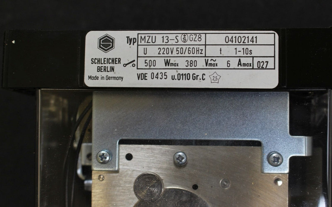 SCHLEICHER Präzisions-Zeitrelais MZU 13-S GZ8 220V 50/60Hz t=1-10s Nr. 04102141